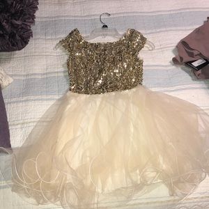 Gold sparkle chiffon dress